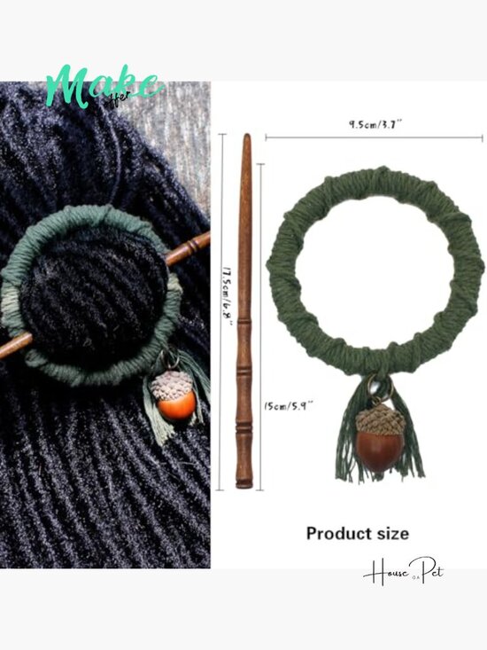 Handmade Dreadlock Hair Tie with Acorn - Loc Jewelry Hair Clip for Braids main image 2